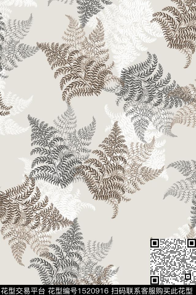 绿植树叶大牌风小清新数码印花华亿平台下载（图片编号: 1520916） - 瓦栏（Walan）