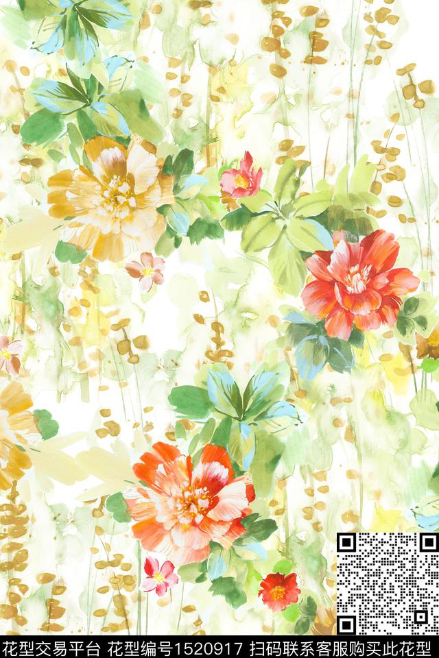 绿植树叶花卉大牌风数码印花华亿平台下载（图片编号: 1520917） - 瓦栏（Walan）