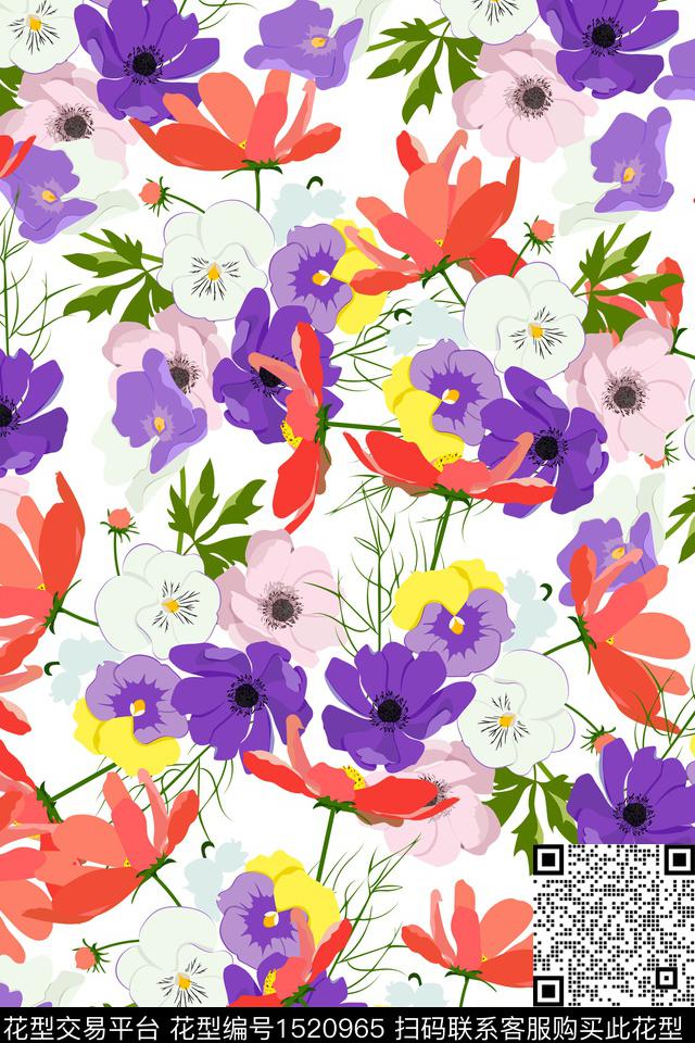 花卉小碎花数码印花华亿平台下载（图片编号: 1520965） - 瓦栏（Walan）