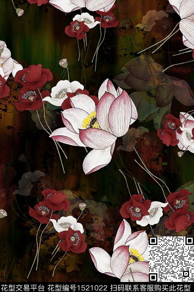 旗袍香云纱中老年数码印花华亿平台下载（图片编号: 1521022） - 瓦栏（Walan）