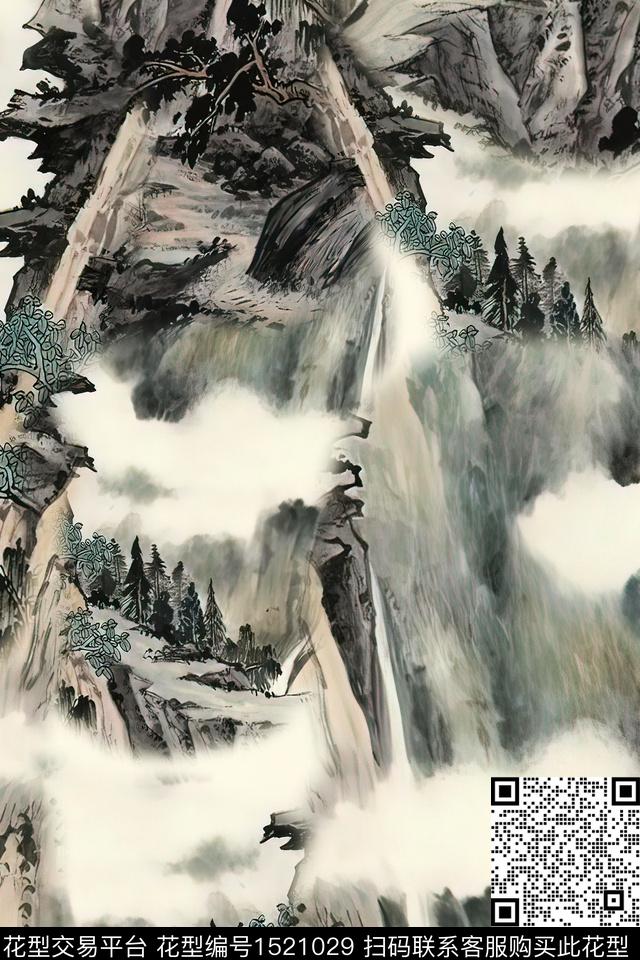 香云纱国画中老年数码印花华亿平台下载（图片编号: 1521029） - 瓦栏（Walan）