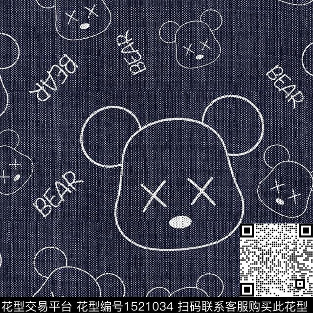 牛仔卡通bear数码印花华亿平台下载（图片编号: 1521034） - 瓦栏（Walan）