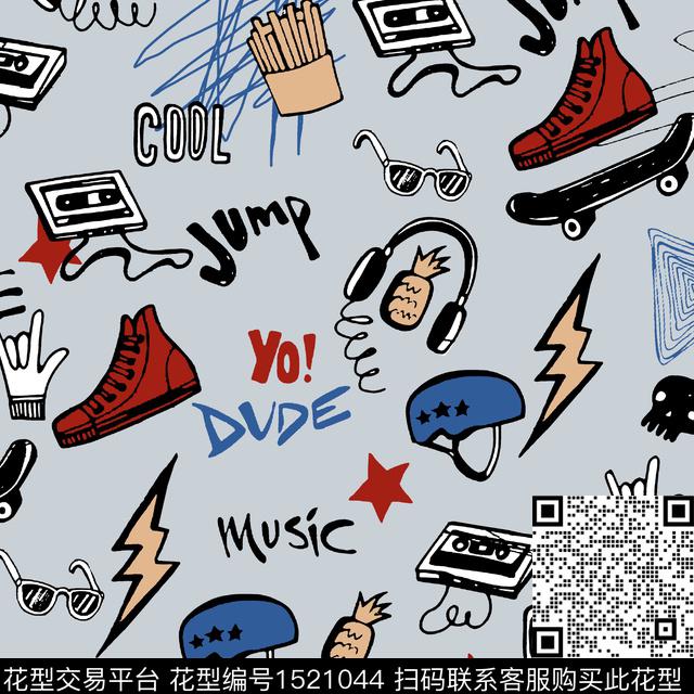 涂鸦趣味搞怪传统印花华亿平台下载（图片编号: 1521044） - 瓦栏（Walan）