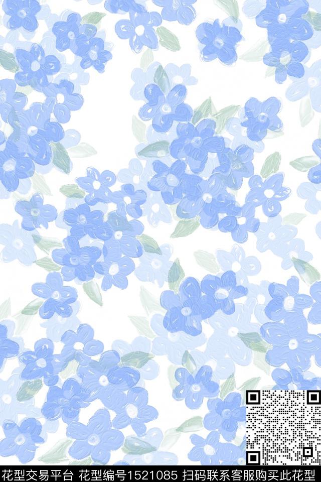 花卉小清新真丝数码印花华亿平台下载（图片编号: 1521085） - 瓦栏（Walan）