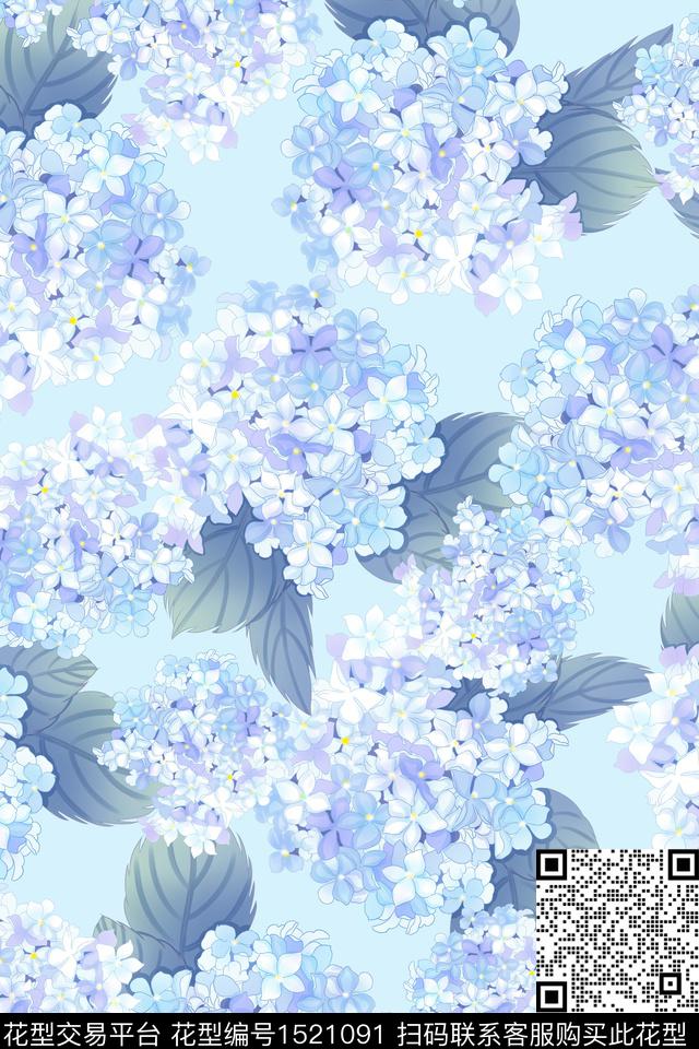 花卉小清新数码印花华亿平台下载（图片编号: 1521091） - 瓦栏（Walan）