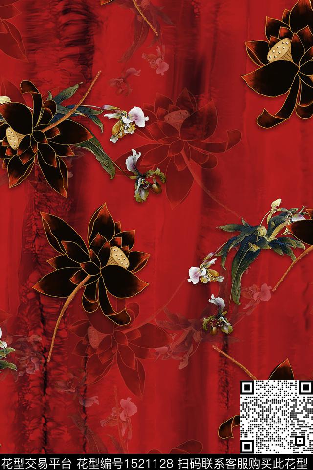 旗袍香云纱中老年数码印花华亿平台下载（图片编号: 1521128） - 瓦栏（Walan）