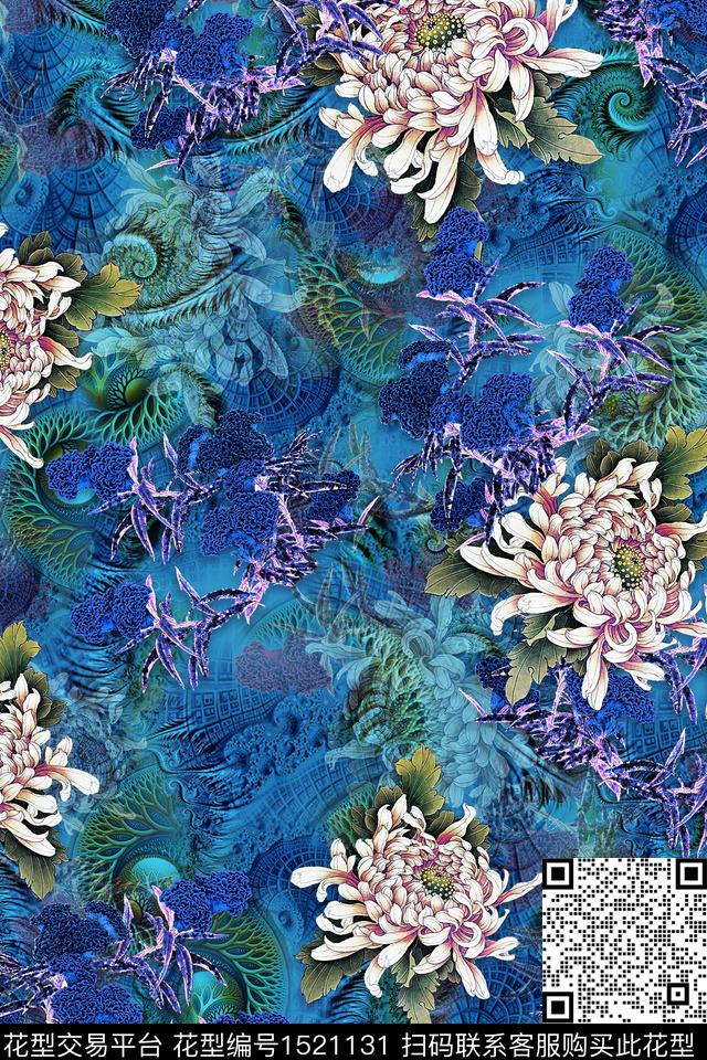 旗袍香云纱中老年数码印花华亿平台下载（图片编号: 1521131） - 瓦栏（Walan）