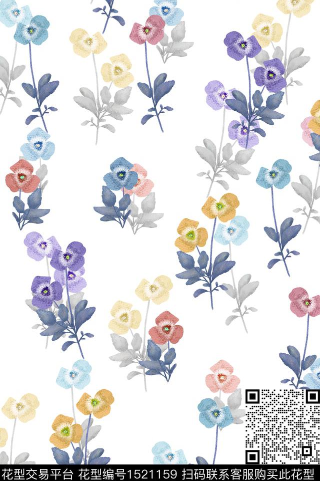 花卉小清新小碎花数码印花华亿平台下载（图片编号: 1521159） - 瓦栏（Walan）