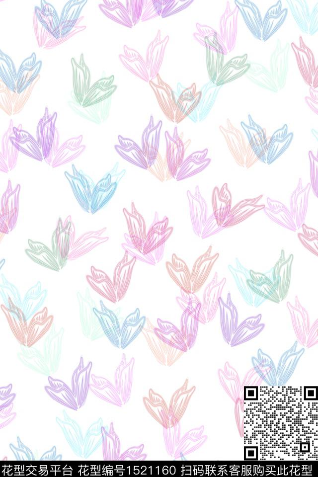 小清新绿植树叶手绘数码印花华亿平台下载（图片编号: 1521160） - 瓦栏（Walan）