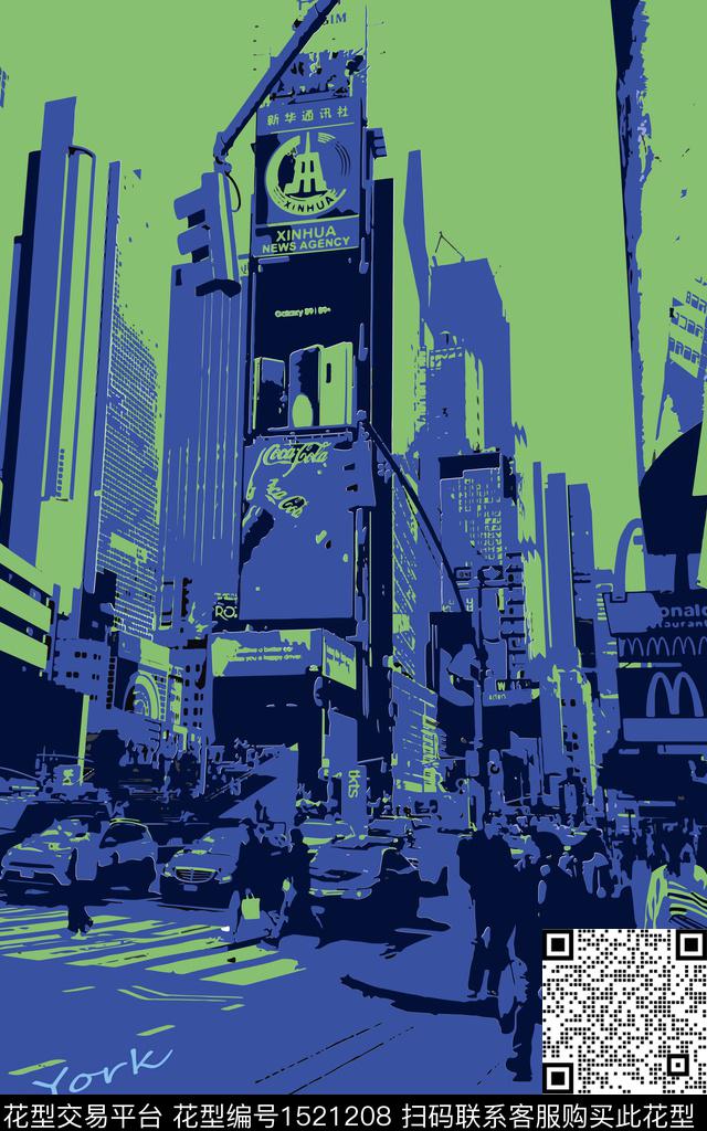 纽约建筑风景景观数码印花华亿平台下载（图片编号: 1521208） - 瓦栏（Walan）