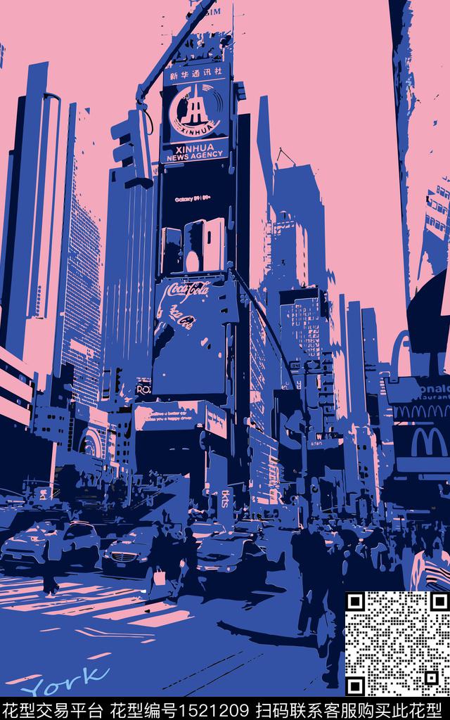 纽约建筑风景景观数码印花华亿平台下载（图片编号: 1521209） - 瓦栏（Walan）