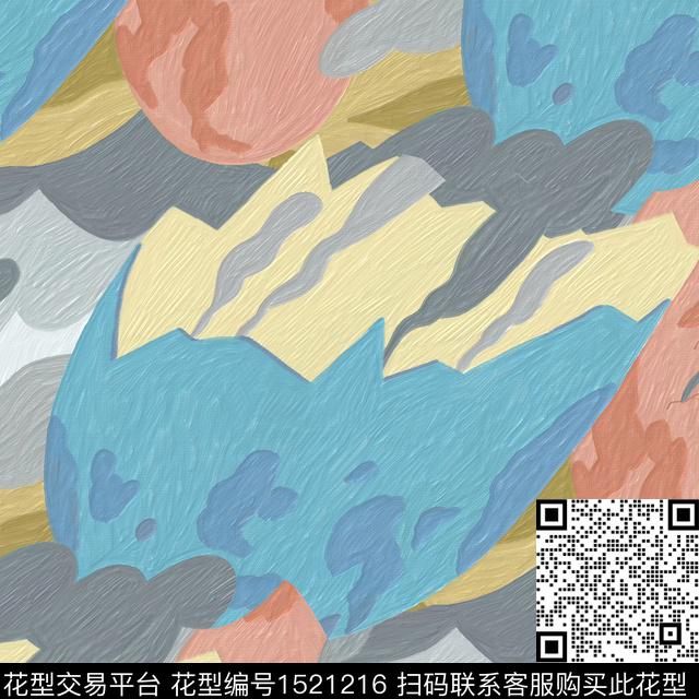 油画华亿平台抽象男装几何数码印花华亿平台下载（图片编号: 1521216） - 瓦栏（Walan）