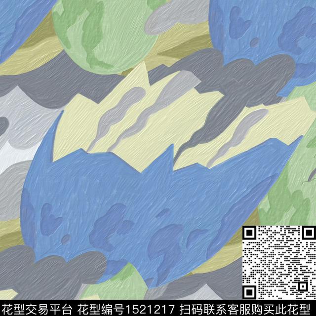 油画华亿平台迷彩抽象男装数码印花华亿平台下载（图片编号: 1521217） - 瓦栏（Walan）