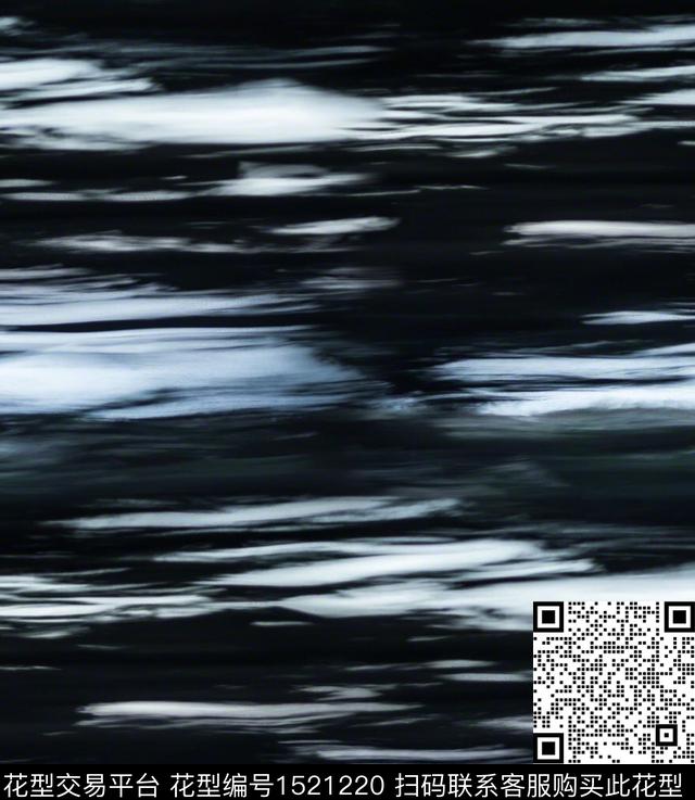 黑底花卉渐变肌理数码印花华亿平台下载（图片编号: 1521220） - 瓦栏（Walan）
