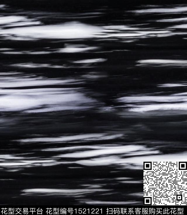 黑底花卉渐变肌理数码印花华亿平台下载（图片编号: 1521221） - 瓦栏（Walan）