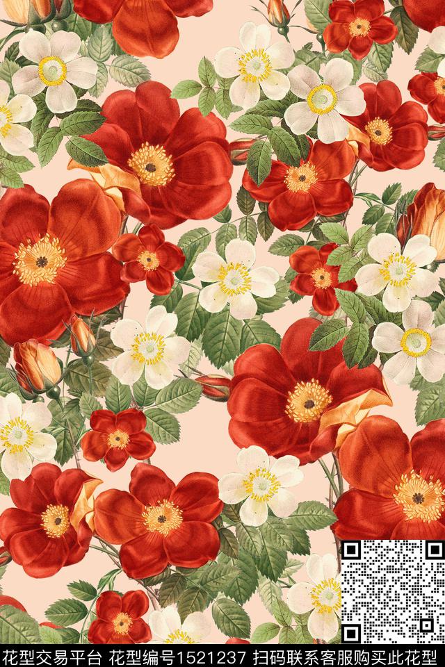 田园绿植树叶年轻女性数码印花华亿平台下载（图片编号: 1521237） - 瓦栏（Walan）