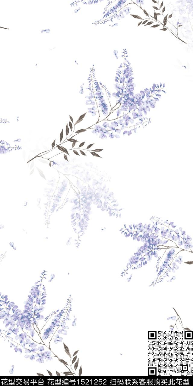 渐变花卉水彩花卉数码印花华亿平台下载（图片编号: 1521252） - 瓦栏（Walan）