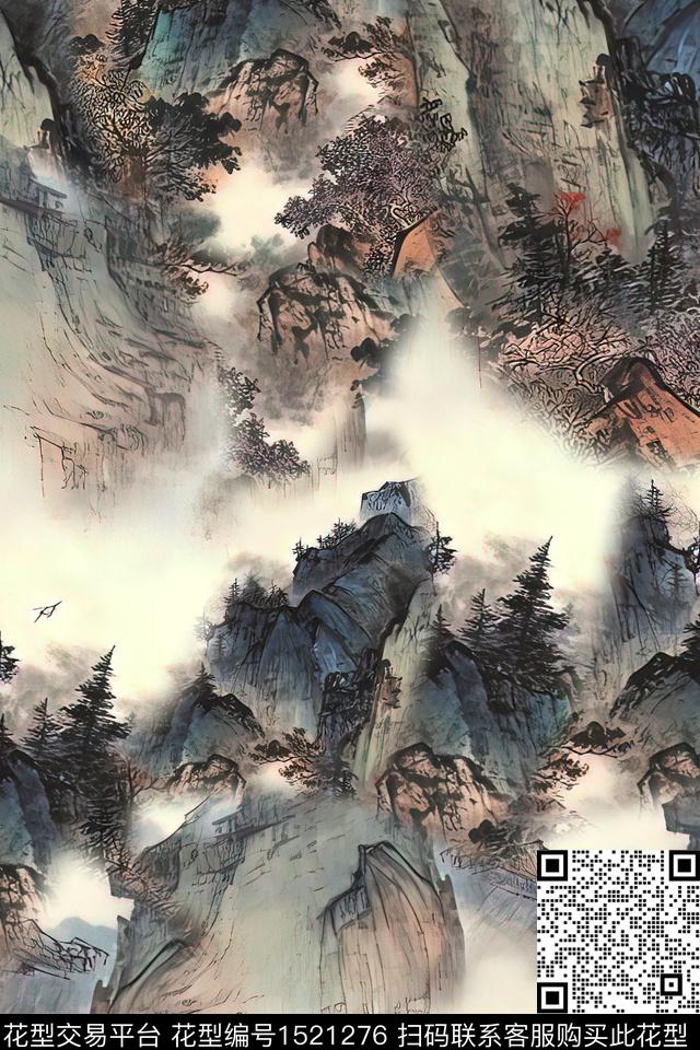 香云纱国画中老年数码印花华亿平台下载（图片编号: 1521276） - 瓦栏（Walan）