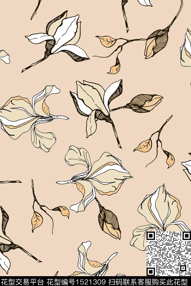 绿植树叶年轻时尚年轻女性传统印花华亿平台下载（图片编号: 1521309） - 瓦栏（Walan）
