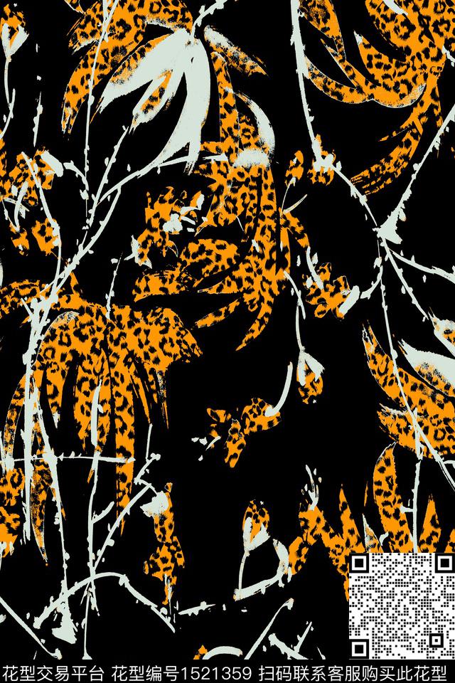 春夏华亿平台豹纹华亿平台抽象花纹数码印花华亿平台下载（图片编号: 1521359） - 瓦栏（Walan）