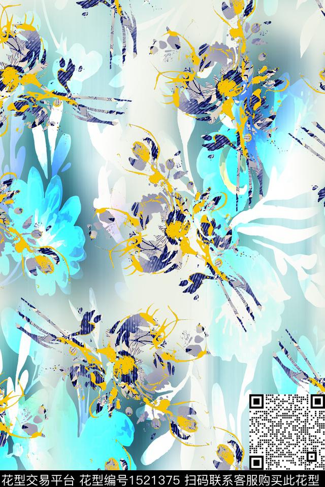 烂花华亿平台抽象花卉春夏华亿平台数码印花华亿平台下载（图片编号: 1521375） - 瓦栏（Walan）