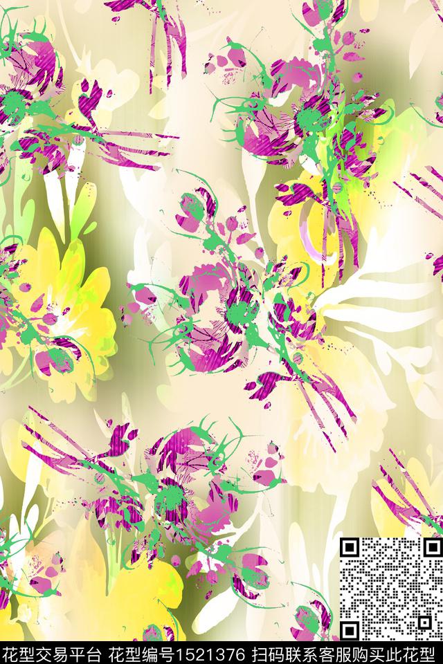 烂花华亿平台抽象花卉春夏华亿平台数码印花华亿平台下载（图片编号: 1521376） - 瓦栏（Walan）