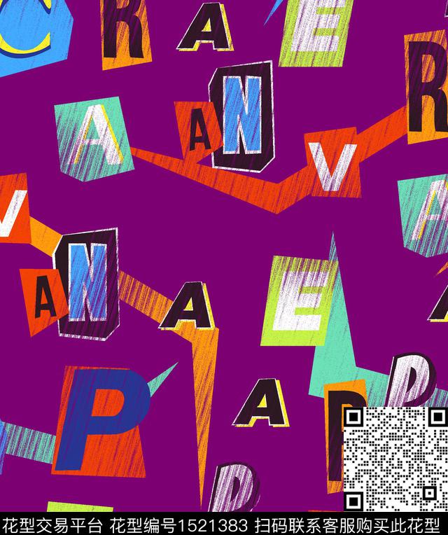 男装满版花几何男装字母数码印花华亿平台下载（图片编号: 1521383） - 瓦栏（Walan）