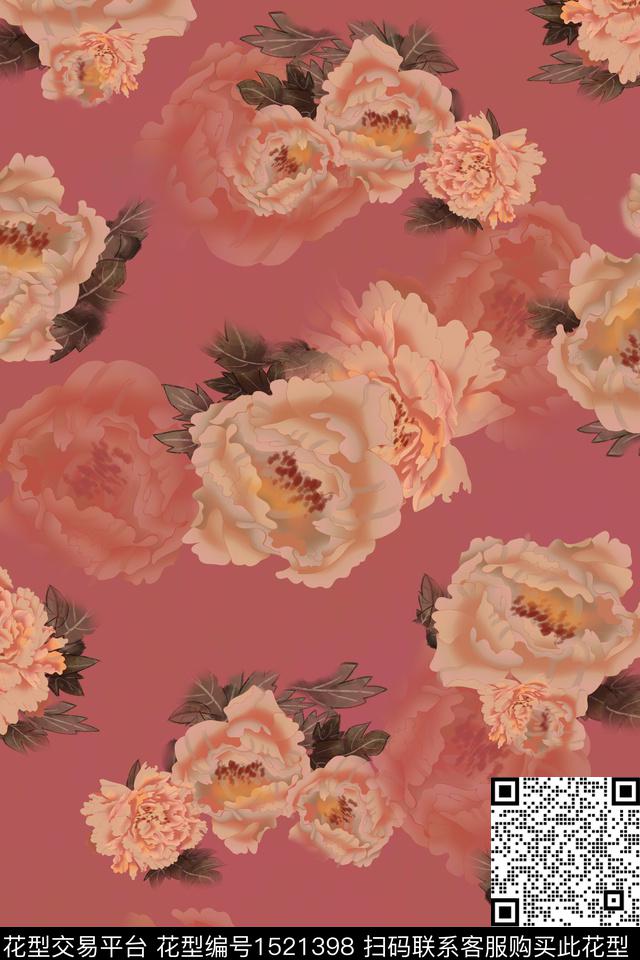 绿植树叶花卉大牌风数码印花华亿平台下载（图片编号: 1521398） - 瓦栏（Walan）