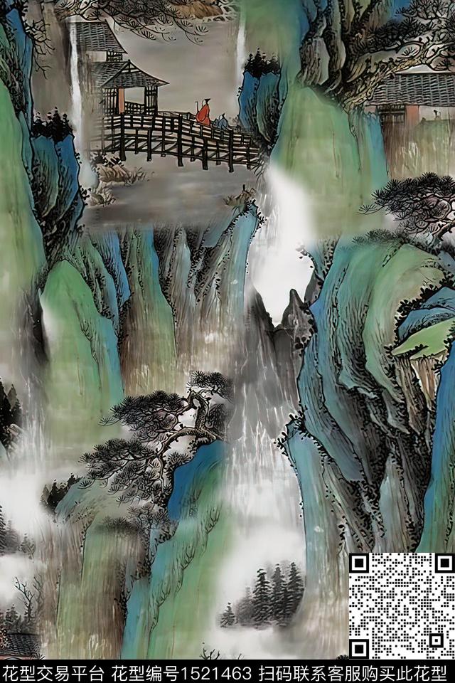 香云纱国画中老年数码印花华亿平台下载（图片编号: 1521463） - 瓦栏（Walan）