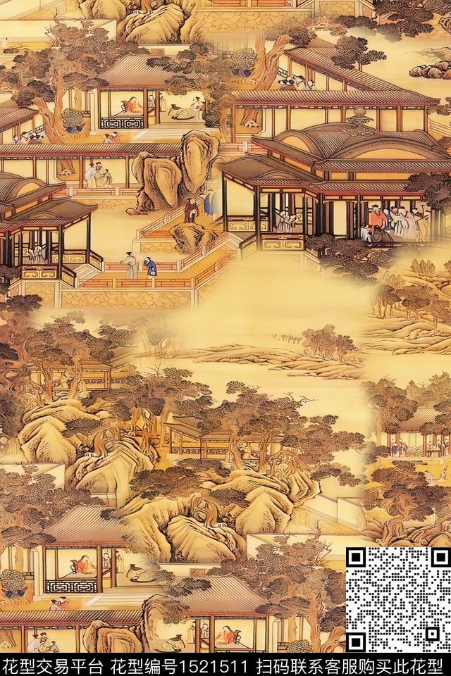 香云纱国画中老年数码印花华亿平台下载（图片编号: 1521511） - 瓦栏（Walan）