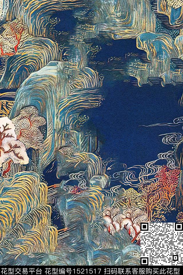 香云纱国画中老年数码印花华亿平台下载（图片编号: 1521517） - 瓦栏（Walan）