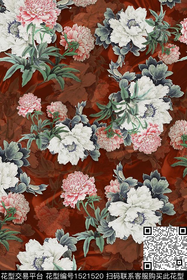 旗袍香云纱中老年数码印花华亿平台下载（图片编号: 1521520） - 瓦栏（Walan）