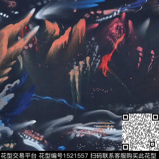 涂鸦油画华亿平台抽象男装数码印花华亿平台下载（图片编号: 1521557） - 瓦栏（Walan）