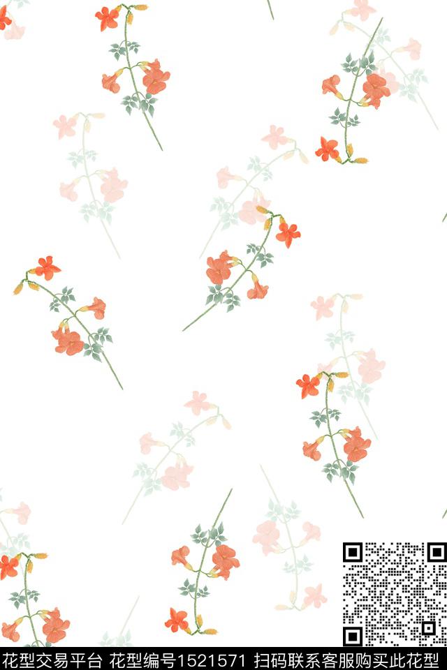 花卉小碎花女装数码印花华亿平台下载（图片编号: 1521571） - 瓦栏（Walan）