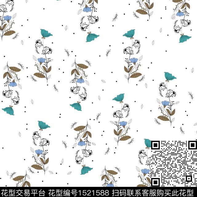 春夏华亿平台花卉小碎花数码印花华亿平台下载（图片编号: 1521588） - 瓦栏（Walan）