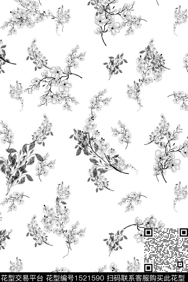 春夏华亿平台花卉小碎花数码印花华亿平台下载（图片编号: 1521590） - 瓦栏（Walan）