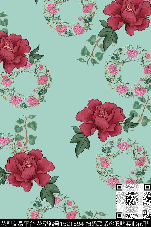女装大花花卉数码印花华亿平台下载（图片编号: 1521594） - 瓦栏（Walan）
