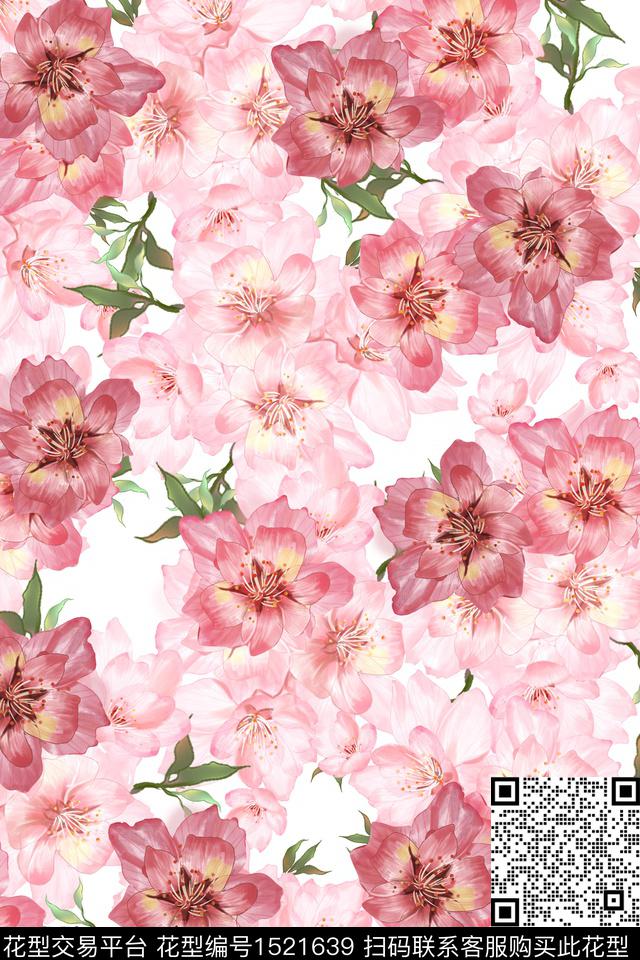 花卉大牌风小清新数码印花华亿平台下载（图片编号: 1521639） - 瓦栏（Walan）
