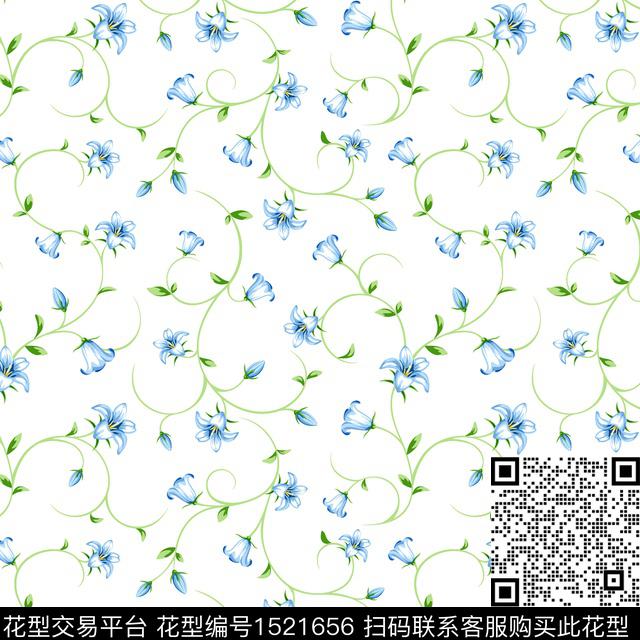 清爽底花卉春夏华亿平台小碎花数码印花华亿平台下载（图片编号: 1521656） - 瓦栏（Walan）