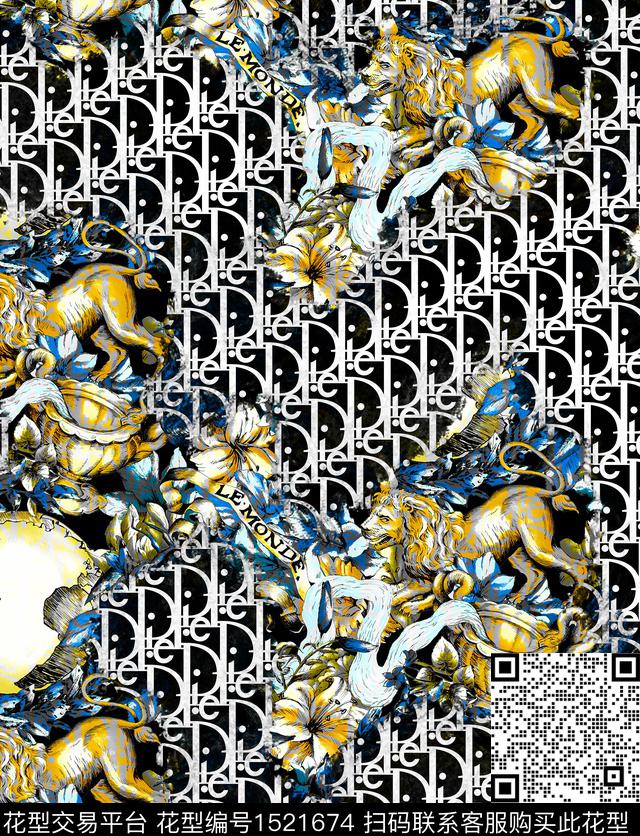 花卉定位花字母数码印花华亿平台下载（图片编号: 1521674） - 瓦栏（Walan）