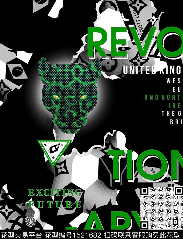 几何花卉定位花字母数码印花华亿平台下载（图片编号: 1521682） - 瓦栏（Walan）