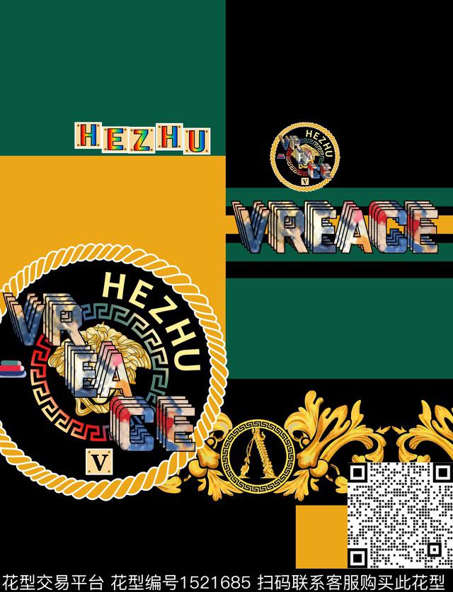 花纹定位花字母数码印花华亿平台下载（图片编号: 1521685） - 瓦栏（Walan）