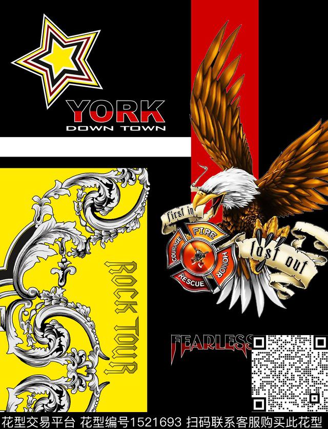 几何定位花字母数码印花华亿平台下载（图片编号: 1521693） - 瓦栏（Walan）