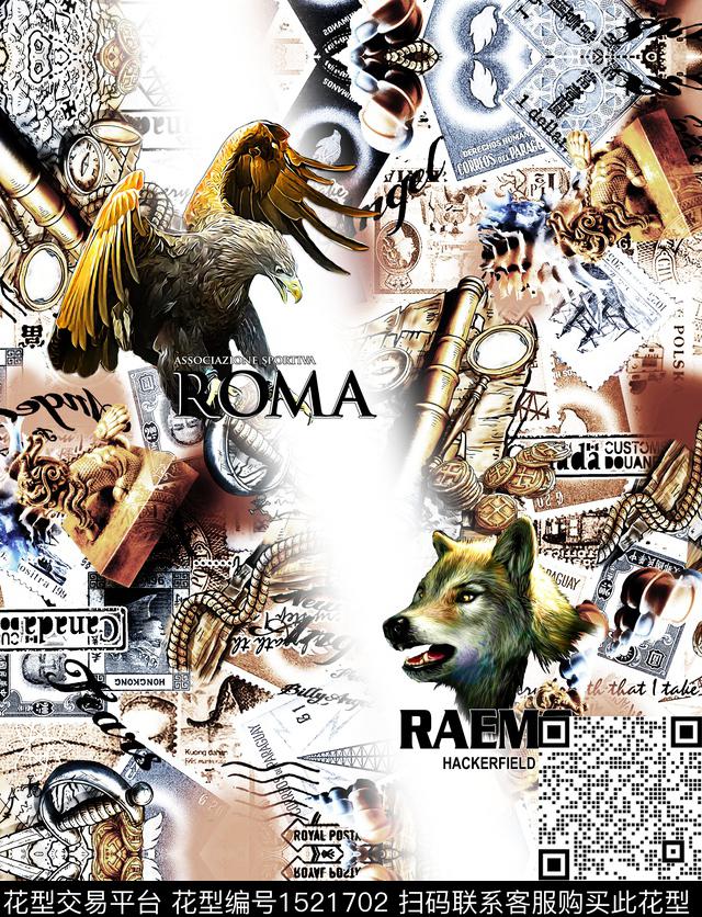 动物花卉定位花字母数码印花华亿平台下载（图片编号: 1521702） - 瓦栏（Walan）