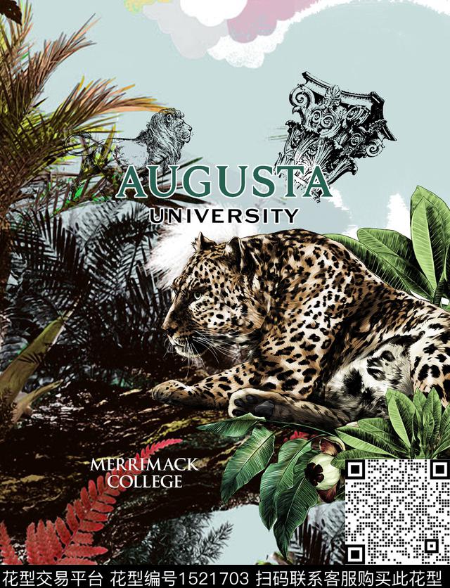 定位花字母老虎数码印花华亿平台下载（图片编号: 1521703） - 瓦栏（Walan）