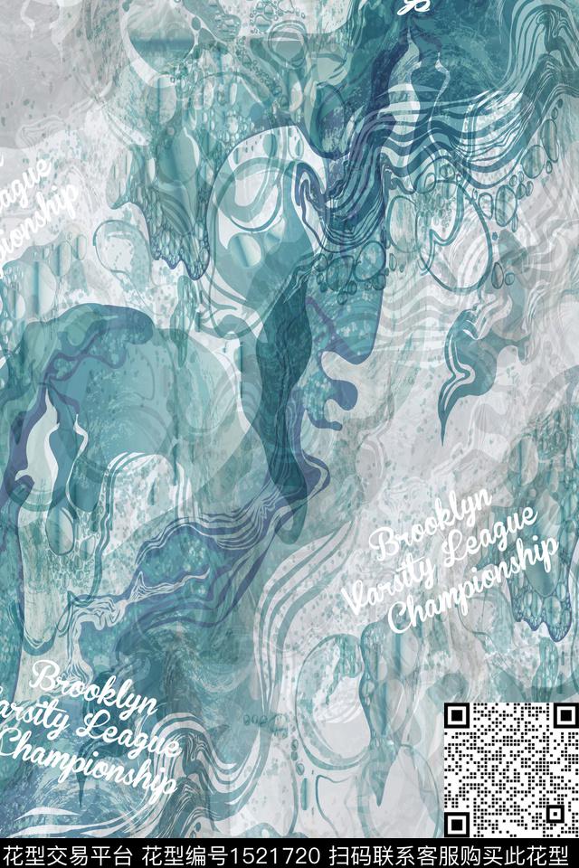 字母男装大牌风数码印花华亿平台下载（图片编号: 1521720） - 瓦栏（Walan）