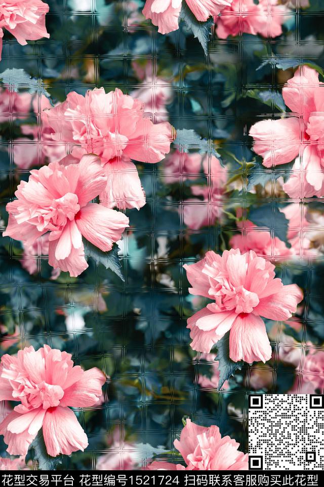 绿植树叶复古年轻女性数码印花华亿平台下载（图片编号: 1521724） - 瓦栏（Walan）