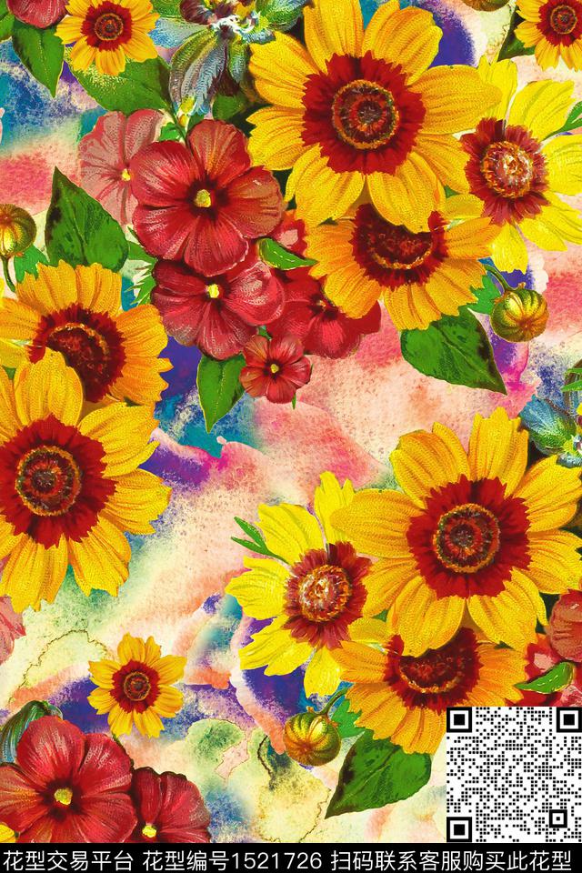 年轻女性小清新数码印花华亿平台下载（图片编号: 1521726） - 瓦栏（Walan）