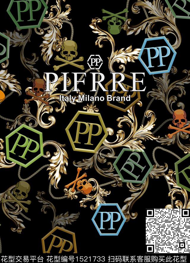 大牌男装骷髅金色花数码印花华亿平台下载（图片编号: 1521733） - 瓦栏（Walan）