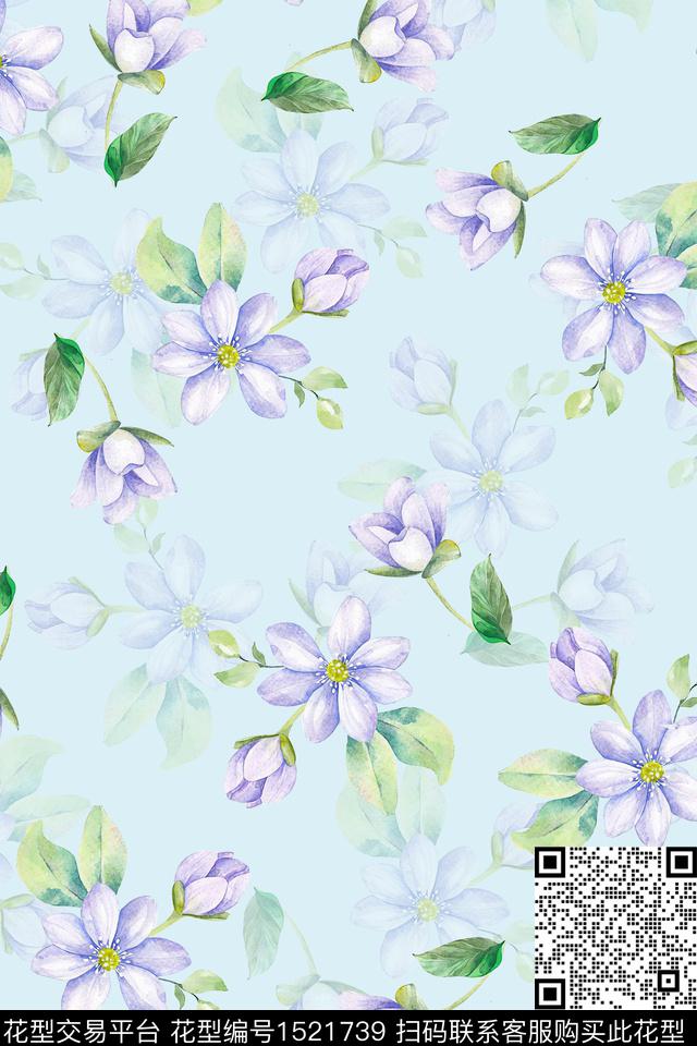 花卉小清新女装数码印花华亿平台下载（图片编号: 1521739） - 瓦栏（Walan）